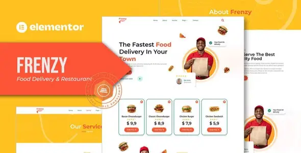 Frenzy – Food Delivery &amp; Restaurant Elementor Template Kit