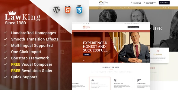 Lawking – Responsive WordPress Theme for Lawyers and Attorneys
