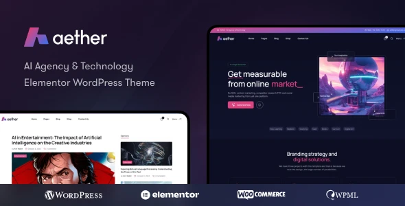 Aether – AI Agency &amp; Technology WordPress Theme
