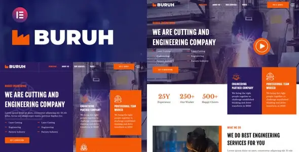 Buruh – Laser Cutting &amp; Engineering Company Elementor Template Kit