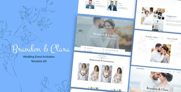 Brandon &amp; Clara – Wedding Event Invitation Elementor Template Kit