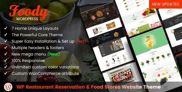 Foody – WordPress Restaurant Reservation &amp; Food Store Website Theme