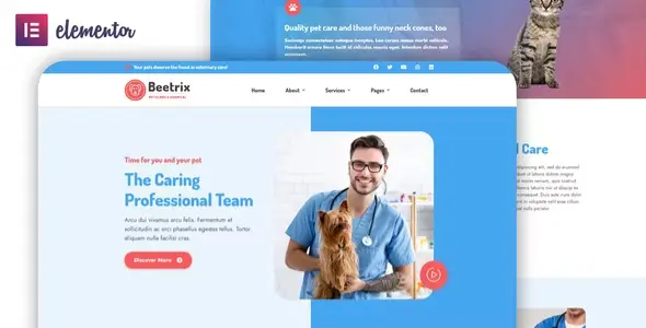 Beetrix – Pet Clinic &amp; Hospital Elementor Template Kit