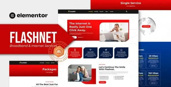 Flashnet – Broadband &amp; Telecom Internet Provider Elementor Template kit
