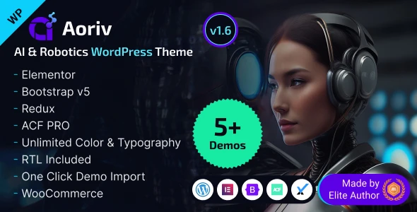 Aoriv – AI Robotics &amp; IoT Startup Elementor WordPress Theme