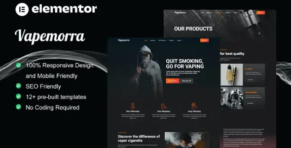 Vapemorra – Elementor Vape Store Template Kit