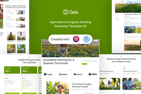 Gaia - Agriculture &amp; Organic Farming Elementor Template Kit