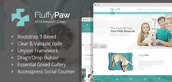 FluffyPaw – WordPress Theme for Veterinary Clinic &amp; Pet Care Center