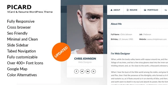 Picard – vCard &amp; Resume WordPress Theme
