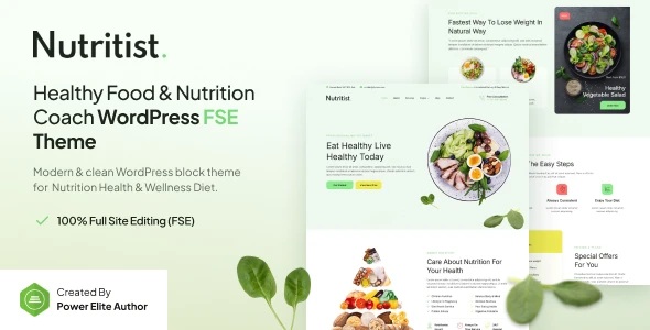 Nutritist – Healthy Food &amp; Nutrition Coach FSE WordPress Theme