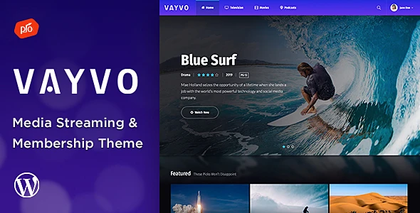 Vayvo – Media Streaming &amp; Membership WordPress Theme