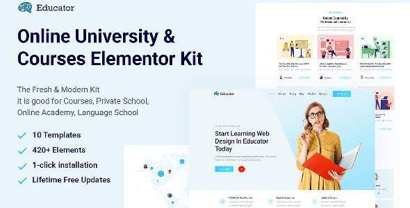 Educator – Online University &amp; Courses Elementor Template Kit