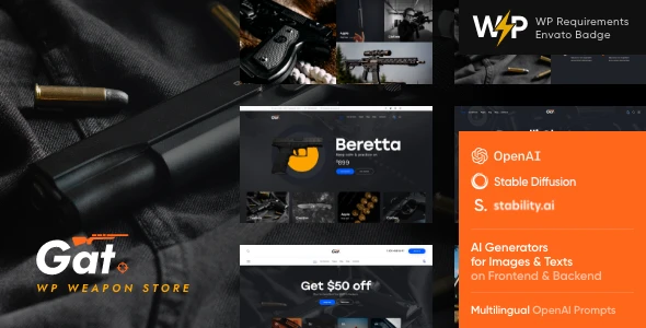 Gat – Gun &amp; Weapon Store WordPress Theme