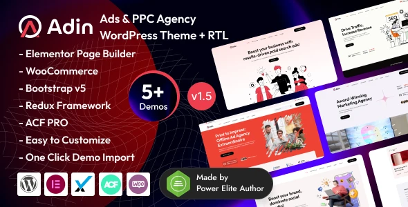 Adin – Advertising &amp; PPC Agency Elementor WordPress Theme