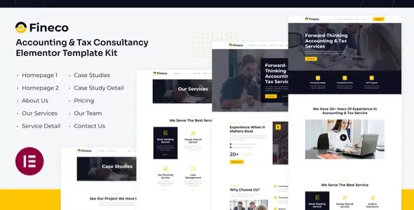Fineco Accounting &amp; Tax Consultancy Services Elementor Template Kit