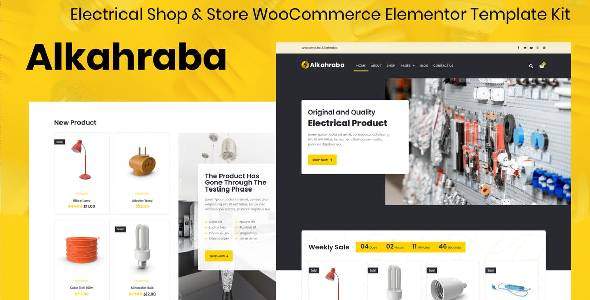 Alkahraba – Electrical Shop &amp; Store WooCommerce Elementor Template Kit