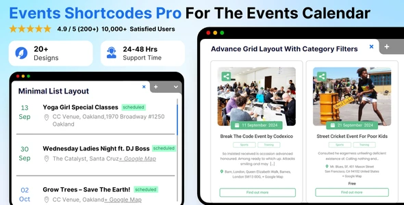 Events Shortcodes &amp; Block Pro For The Events Calendar