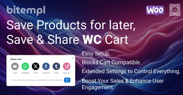Save products for later, Save &amp; Share WooCommerce Cart