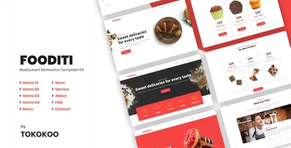 Fooditi Restaurant &amp; Cafe Elementor Template Kit