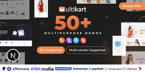 Multikart – React Next.js Multipurpose E-commerce, React Hooks, Context API