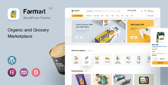 Farmart - Organic &amp; Grocery Marketplace WordPress Theme