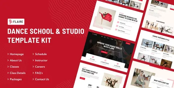 Flaire Dance School &amp; Studio Elementor Template Kit