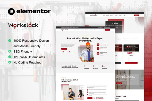 WorkaLock - Locksmith &amp; Key Maker Service Elementor Pro Template Kit