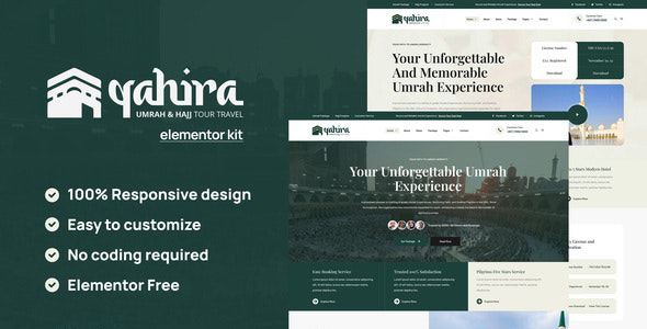 Qahira - Umrah &amp; Hajj Tour Travel Elementor Template Kit