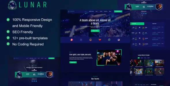 Lunar – Esports &amp; Gaming Elementor Template Kit