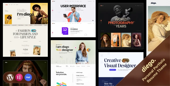 Diego – Creative Personal Portfolio &amp; Resume WordPress Theme