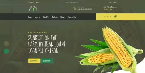 Grain Grower – Agriculture Farm &amp; Farmers Elementor Template Kit