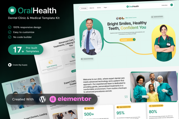 OralHealth - Dental Clinic &amp; Medical Elementor Template Kit