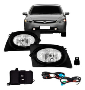 Kit Farol Milha Auxiliar Para Honda Civic 2007 08 Com Grade